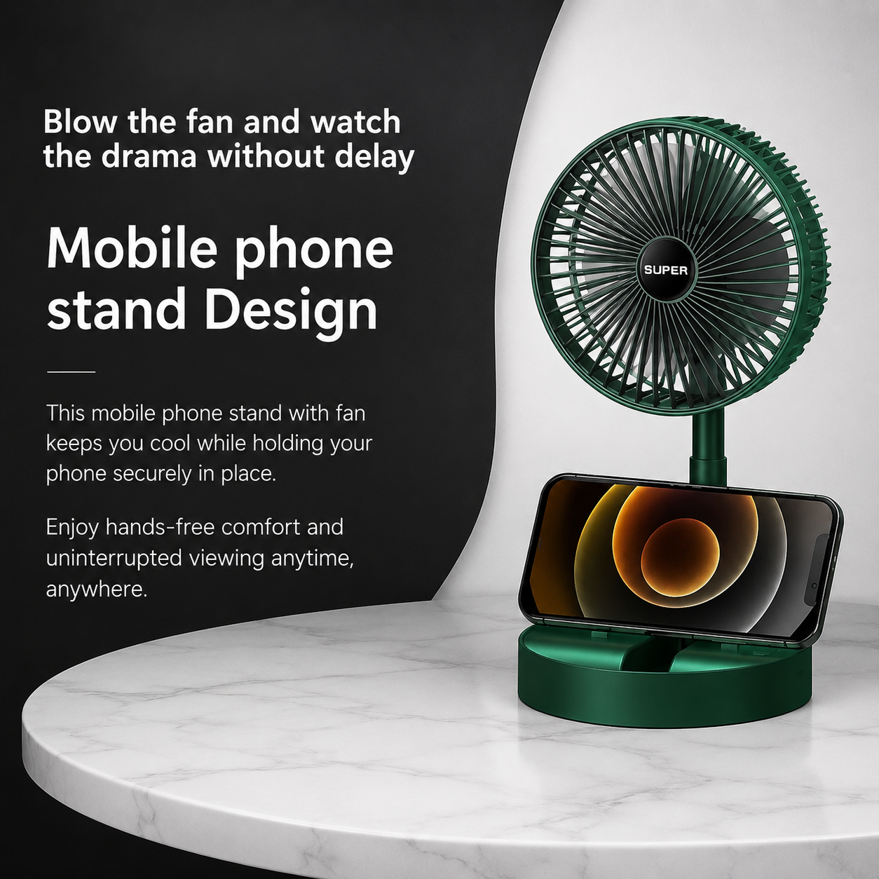 Rechargeable Telescopic Folding Table Fan (3 Speed)